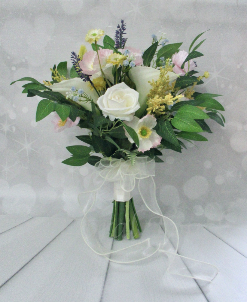 Wildflower Bridal Bouquet , Silk Wedding Flowers